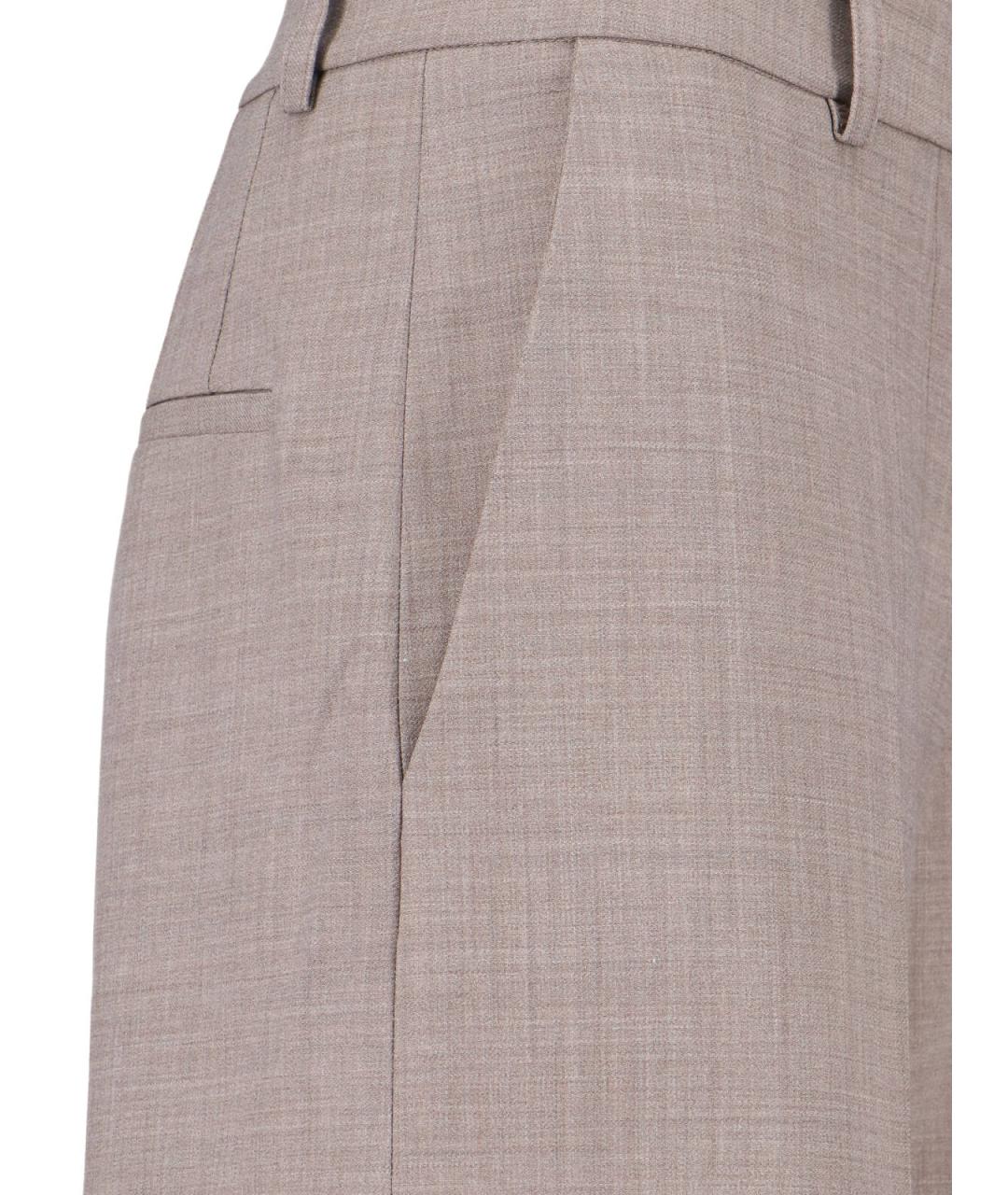 THE FRANKIE SHOP Бежевые шерстяные прямые брюки, фото 4