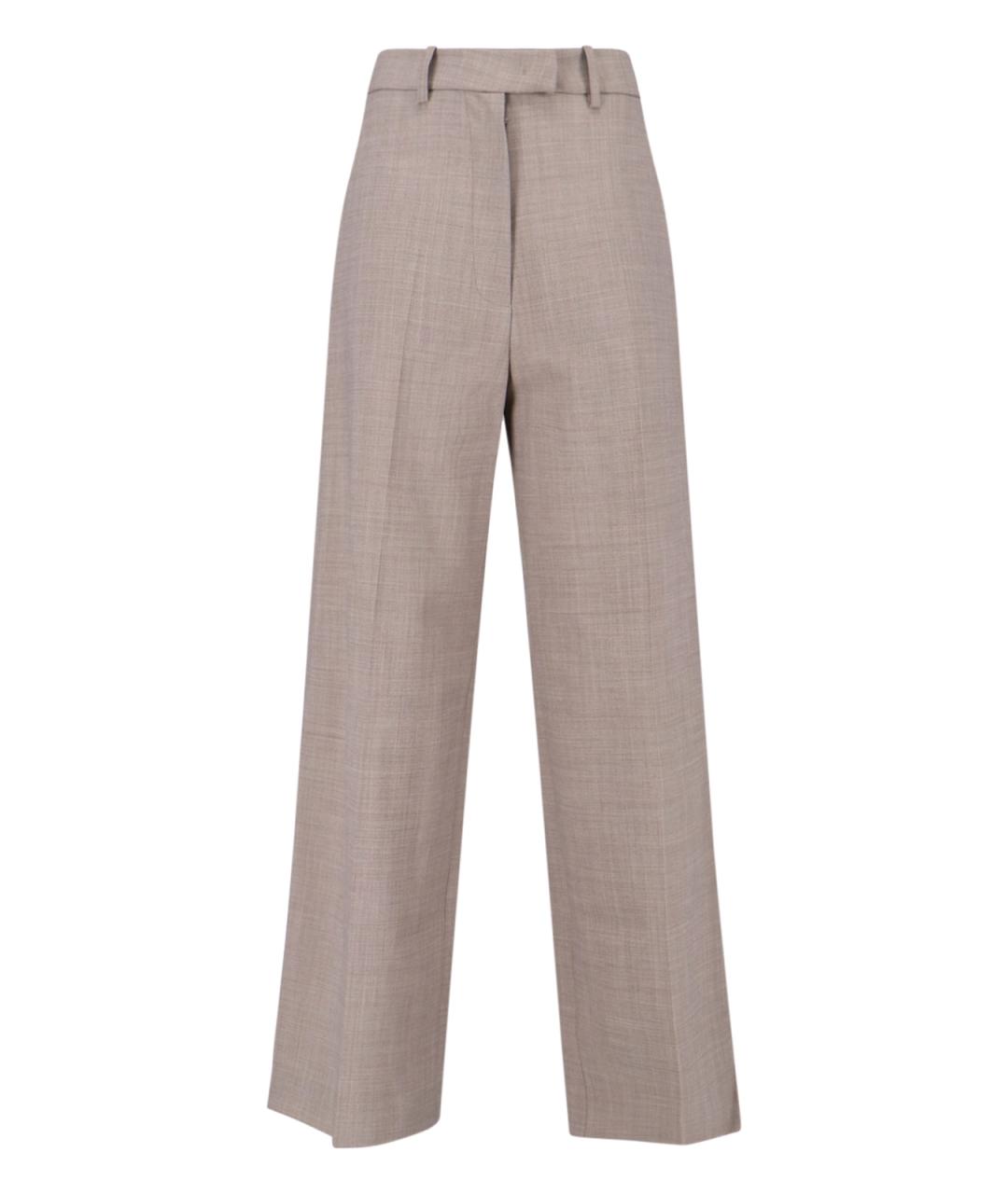 THE FRANKIE SHOP Бежевые шерстяные прямые брюки, фото 1