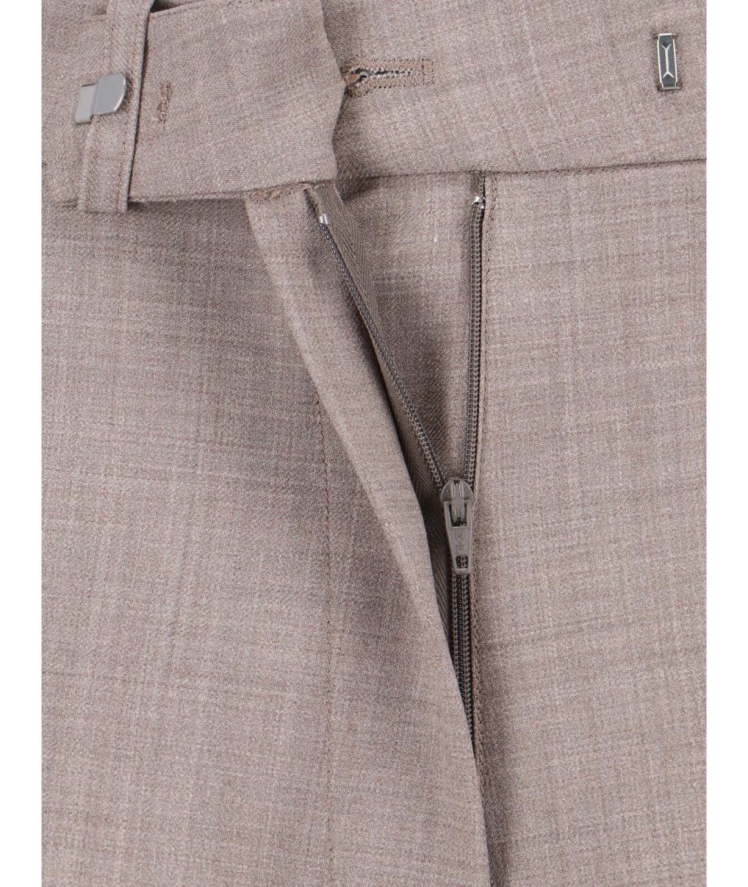 THE FRANKIE SHOP Бежевые шерстяные прямые брюки, фото 5