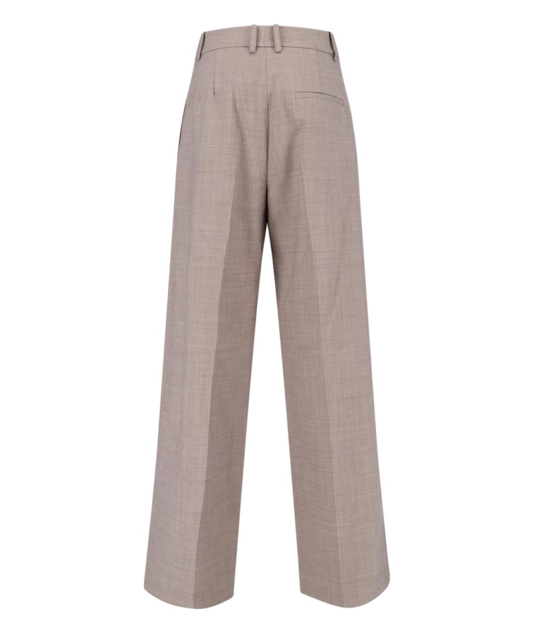 THE FRANKIE SHOP Бежевые шерстяные прямые брюки, фото 2