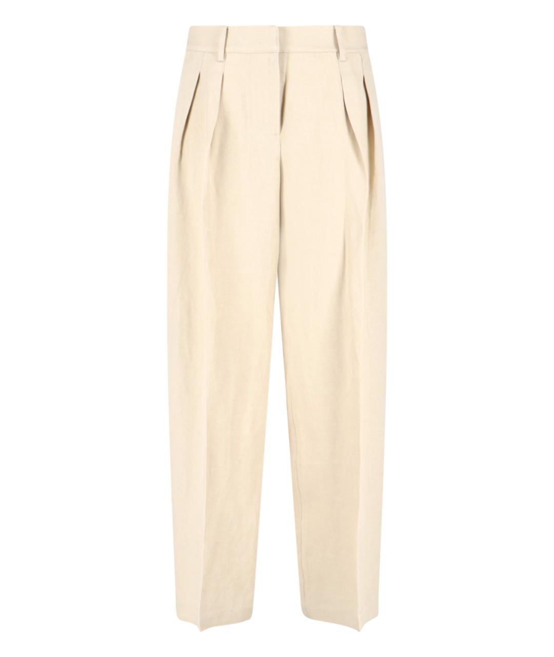 THE FRANKIE SHOP Бежевые льняные прямые брюки, фото 1