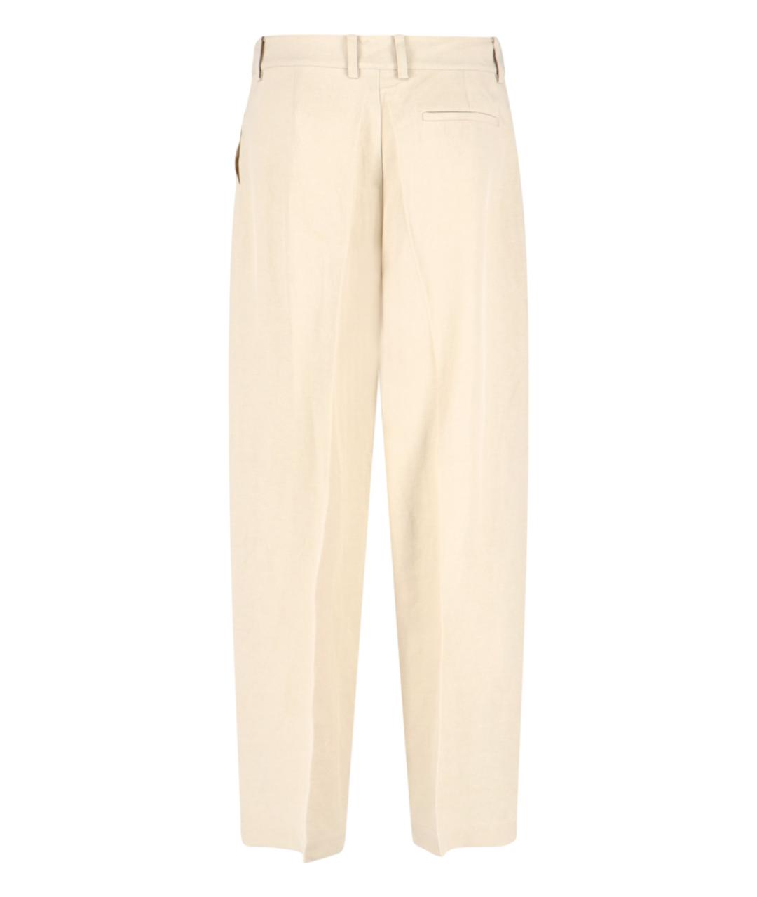 THE FRANKIE SHOP Бежевые льняные прямые брюки, фото 2