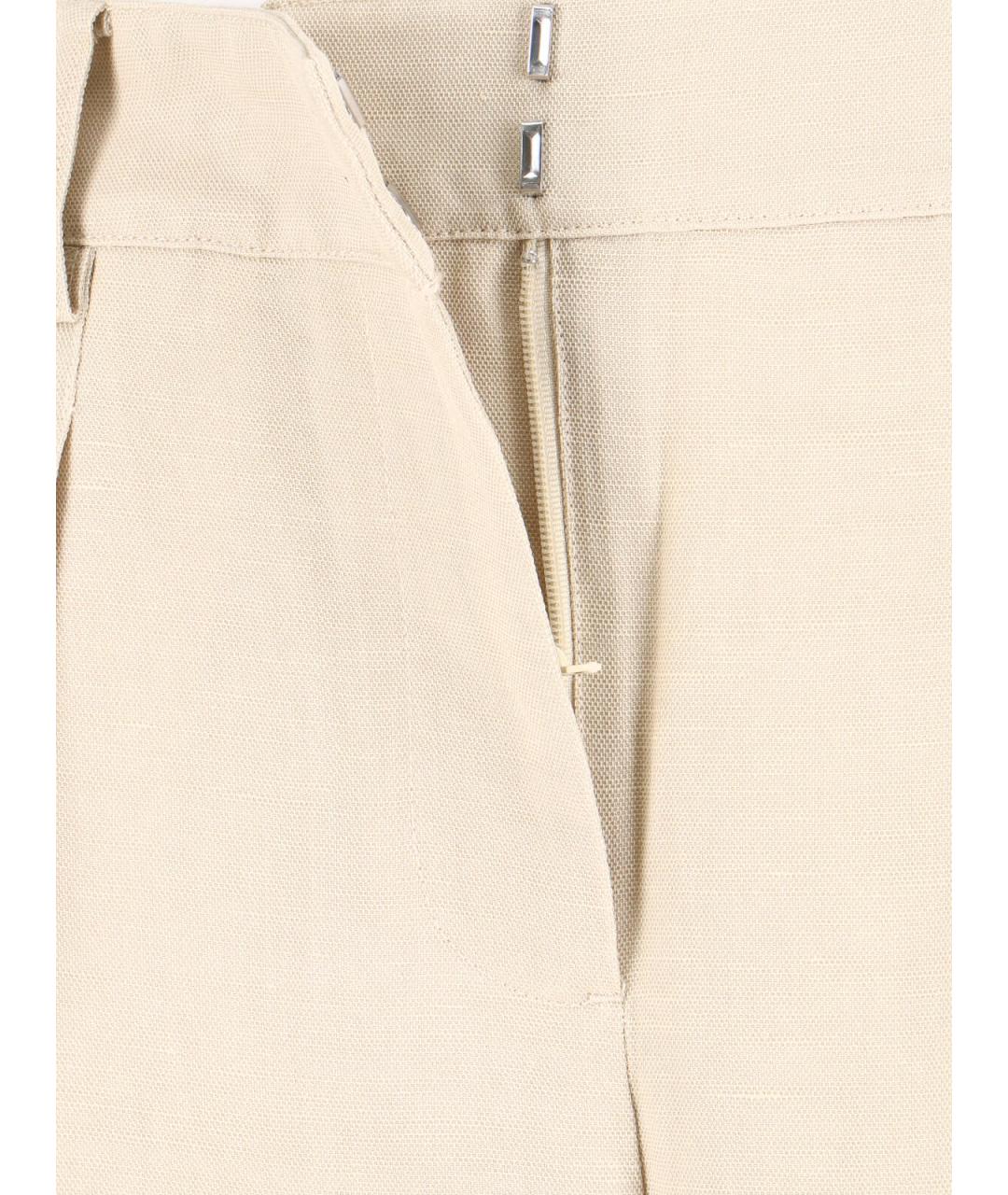 THE FRANKIE SHOP Бежевые льняные прямые брюки, фото 5