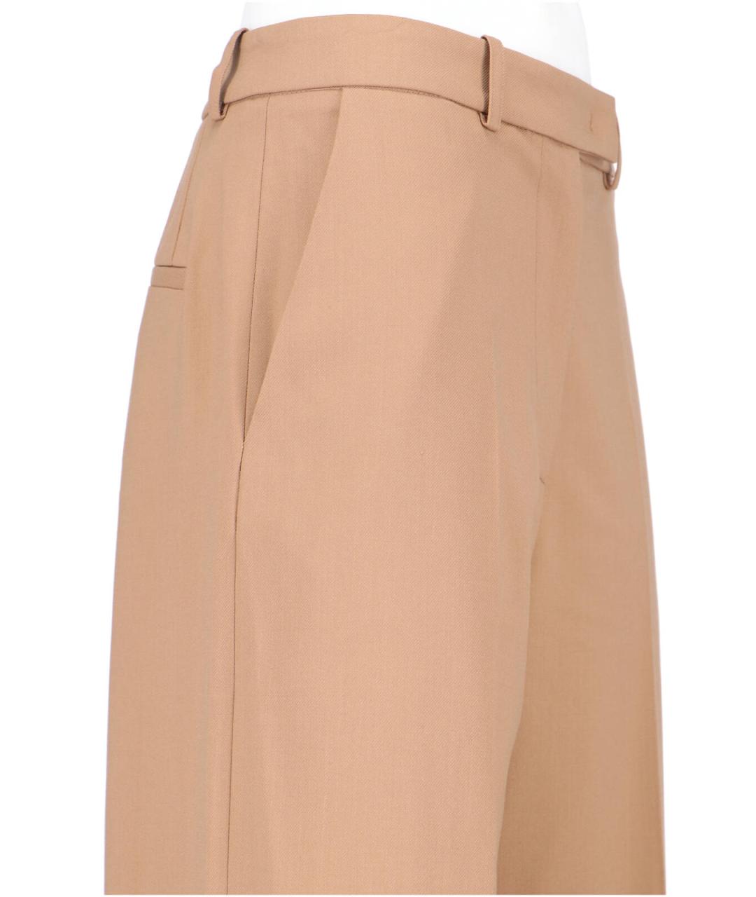 THE FRANKIE SHOP Бежевые шерстяные прямые брюки, фото 4