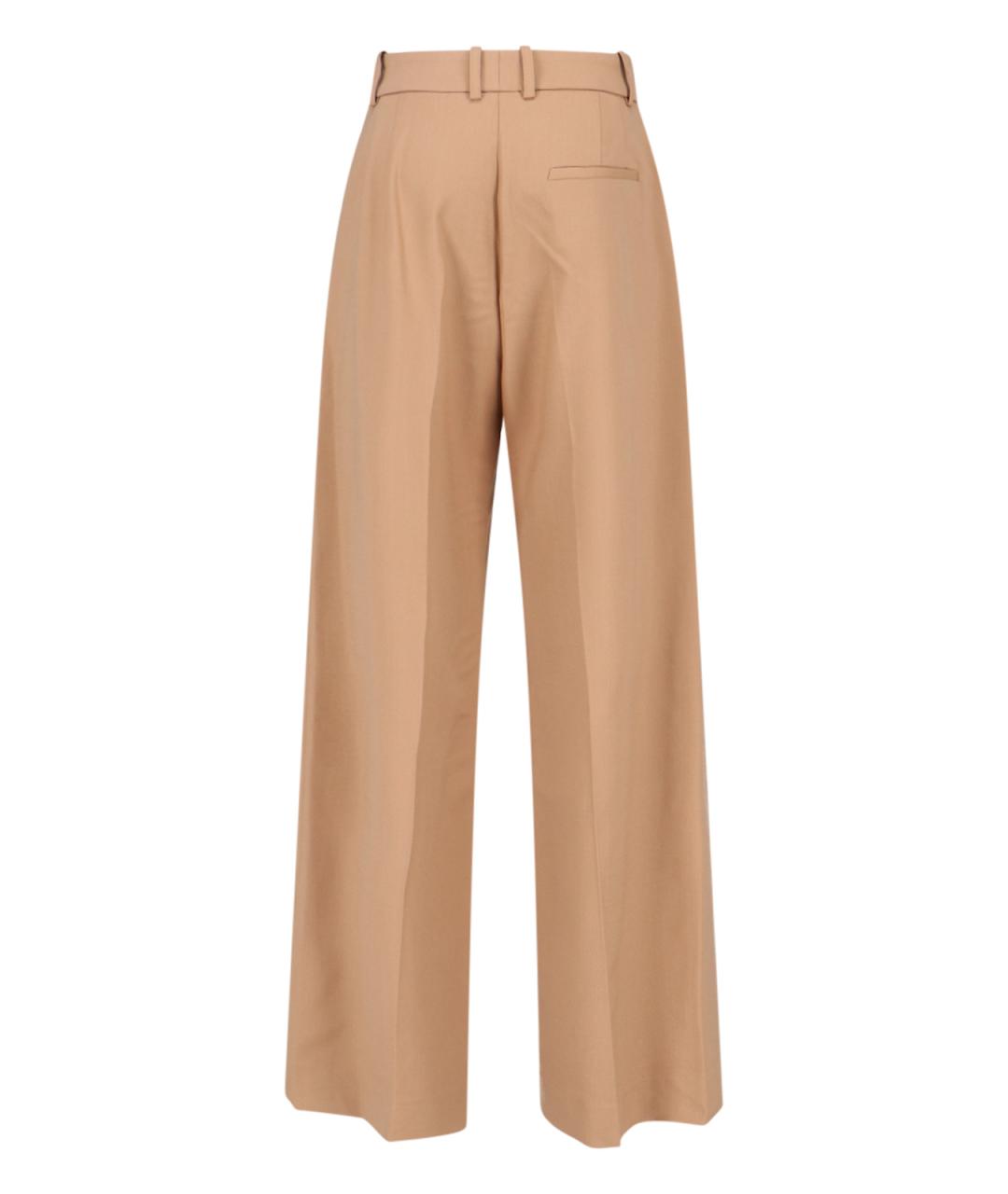 THE FRANKIE SHOP Бежевые шерстяные прямые брюки, фото 2