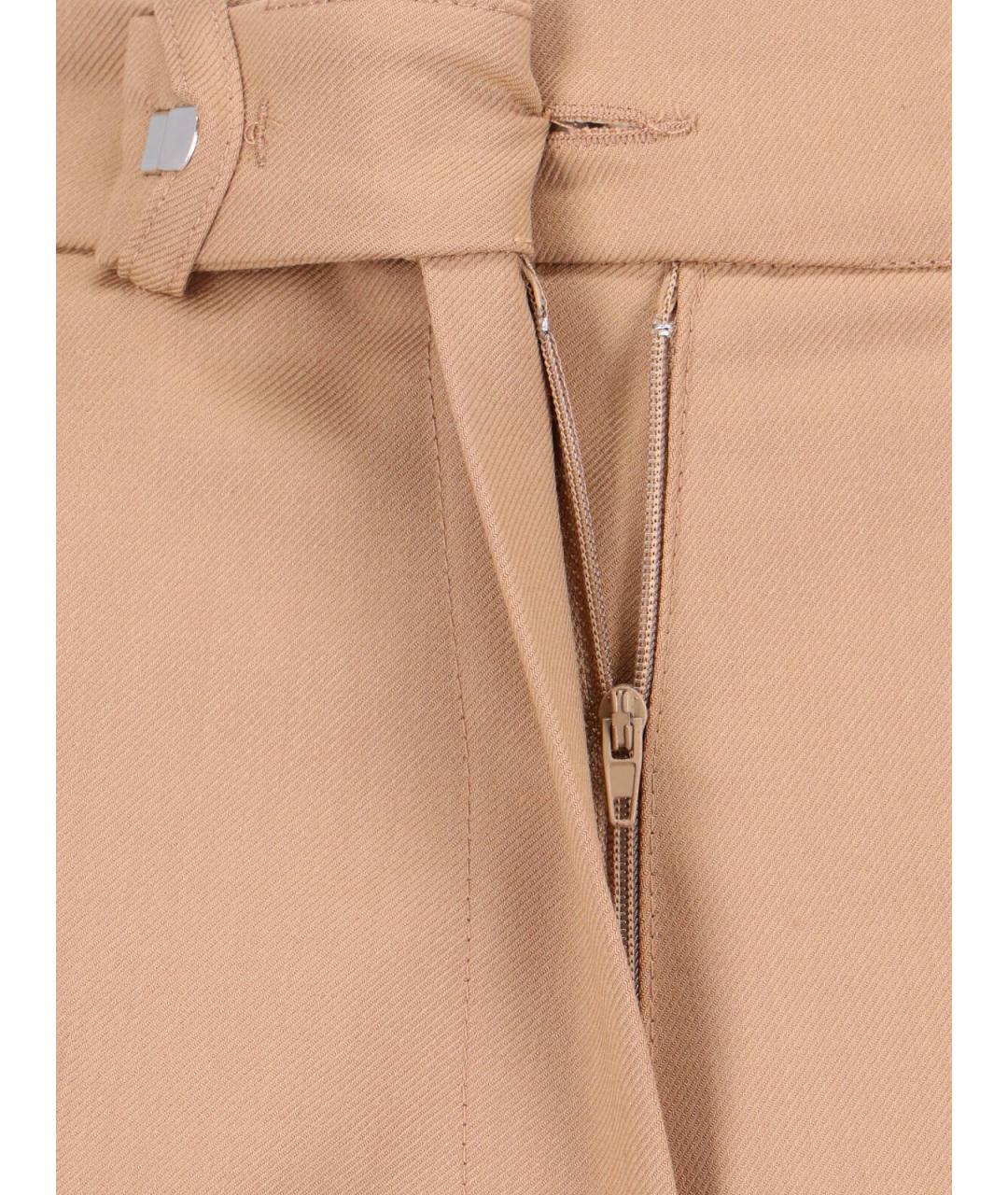 THE FRANKIE SHOP Бежевые шерстяные прямые брюки, фото 5