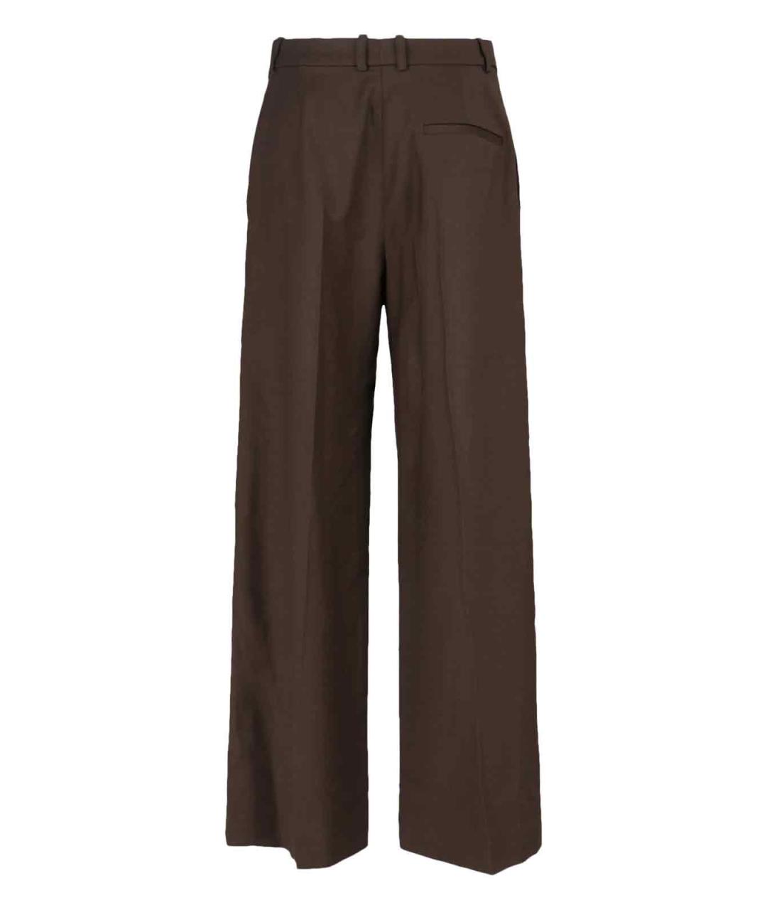 THE FRANKIE SHOP Коричневые шерстяные прямые брюки, фото 2