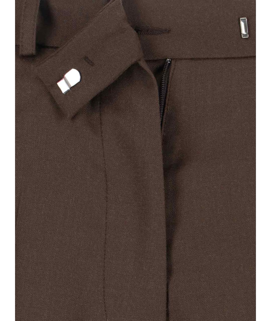 THE FRANKIE SHOP Коричневые шерстяные прямые брюки, фото 5