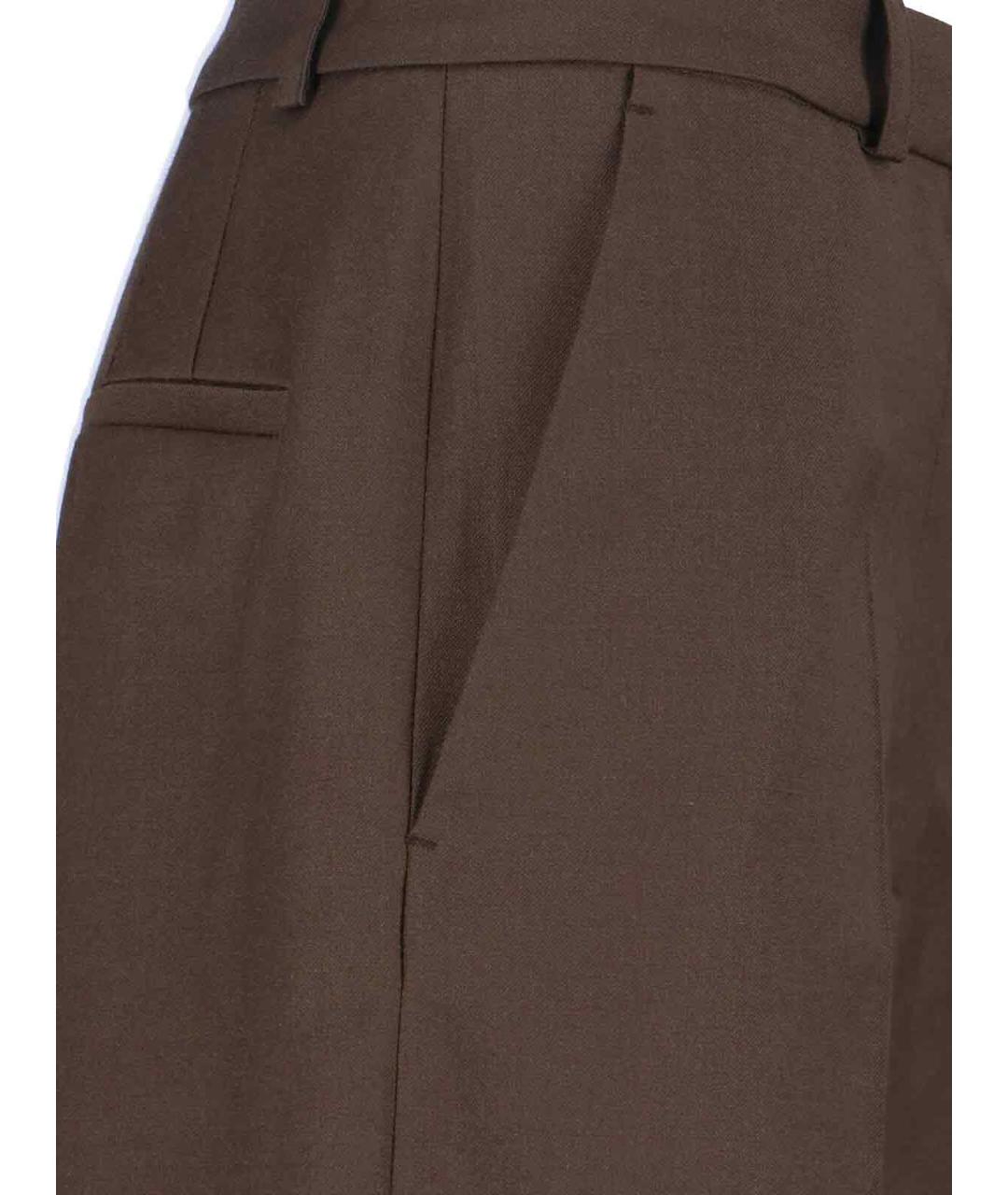 THE FRANKIE SHOP Коричневые шерстяные прямые брюки, фото 4