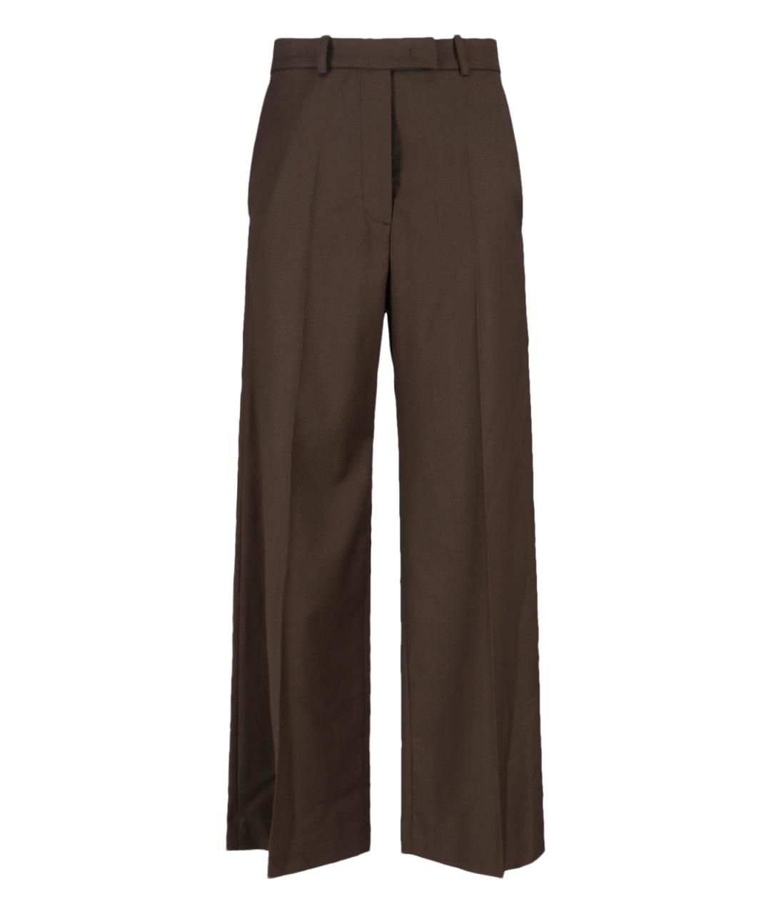THE FRANKIE SHOP Коричневые шерстяные прямые брюки, фото 1