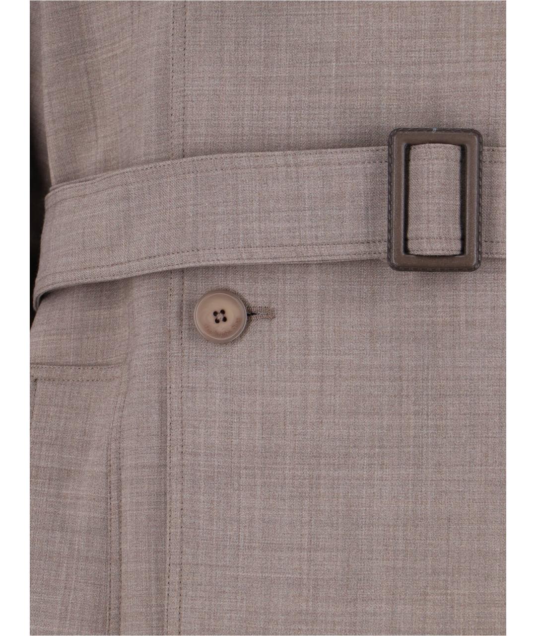 THE FRANKIE SHOP Серый шерстяной тренч/плащ, фото 4