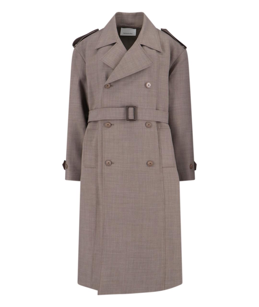 THE FRANKIE SHOP Серый шерстяной тренч/плащ, фото 3