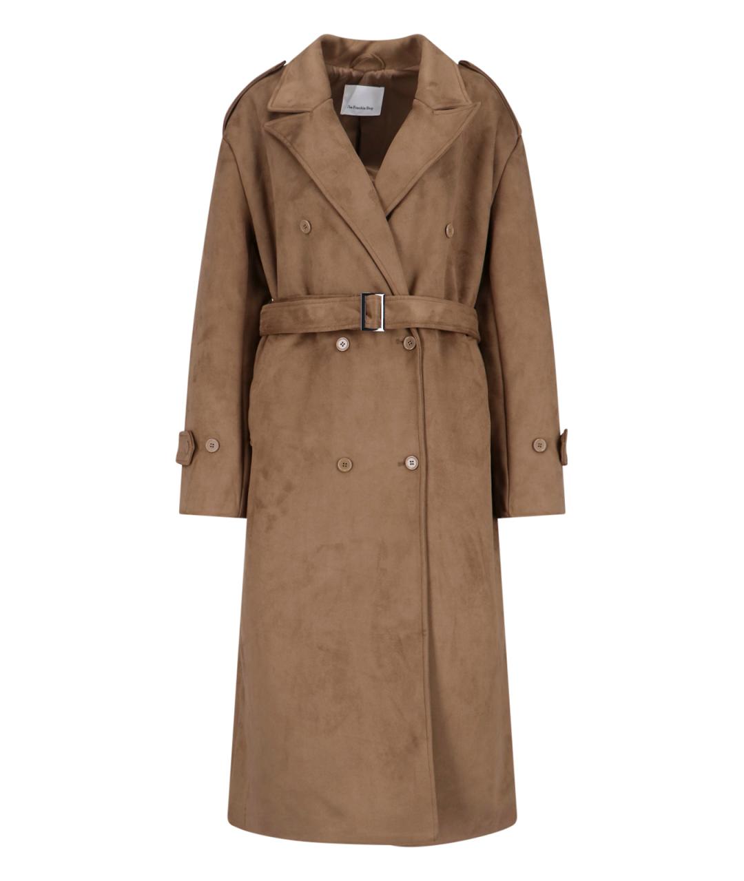 THE FRANKIE SHOP Коричневый полиэстеровый тренч/плащ, фото 3