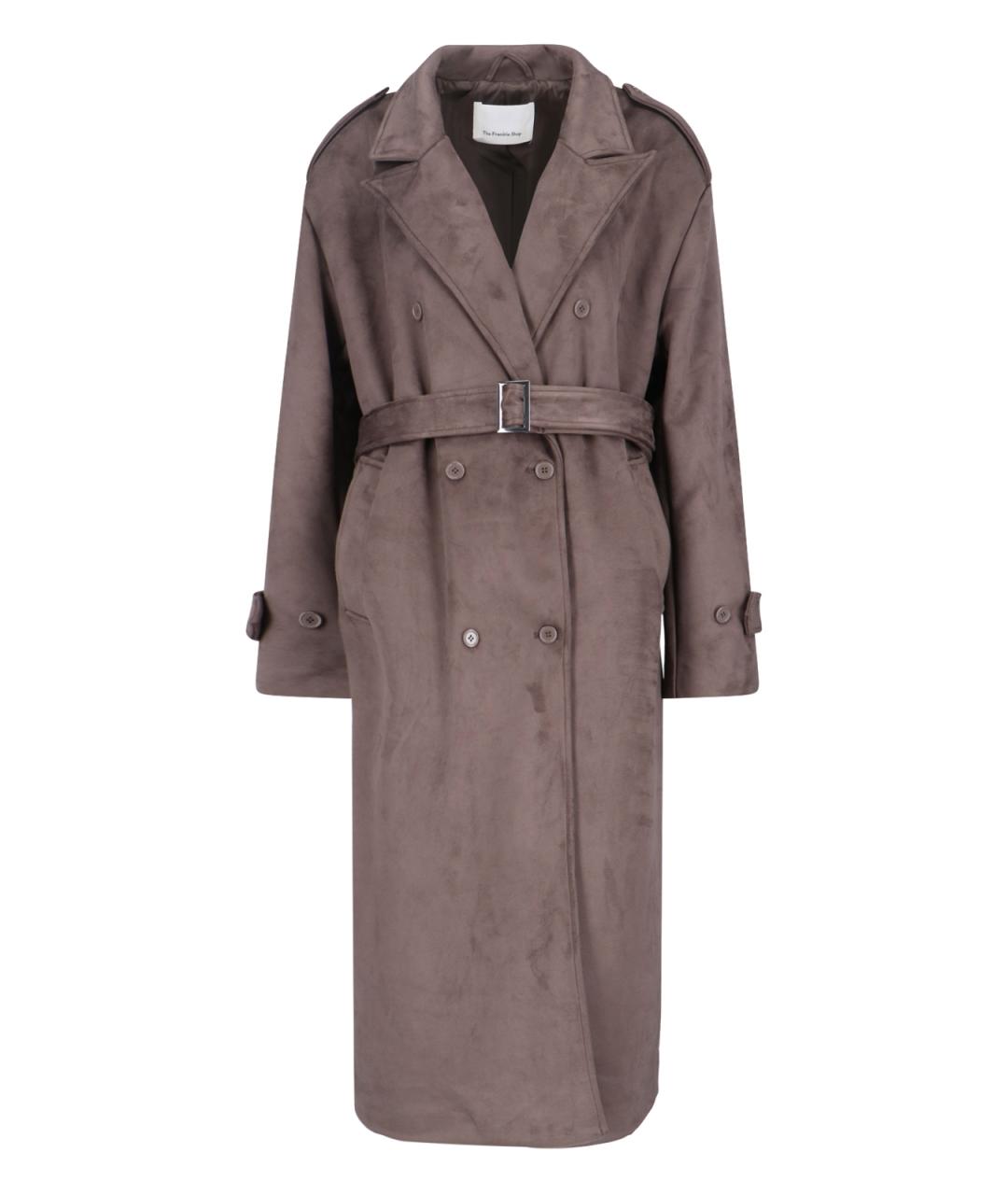 THE FRANKIE SHOP Серый полиэстеровый тренч/плащ, фото 3