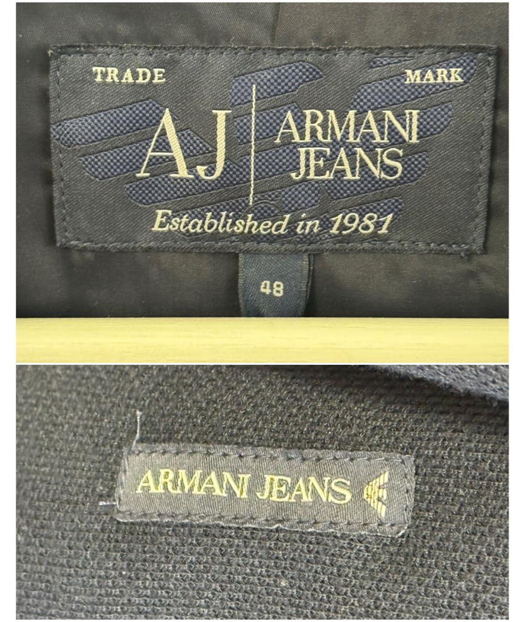 ARMANI JEANS Темно-синий полиэстеровый пиджак, фото 4
