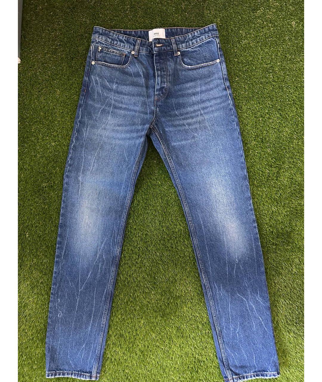AMI ALEXANDRE MATTIUSSI Синие хлопковые прямые джинсы, фото 5