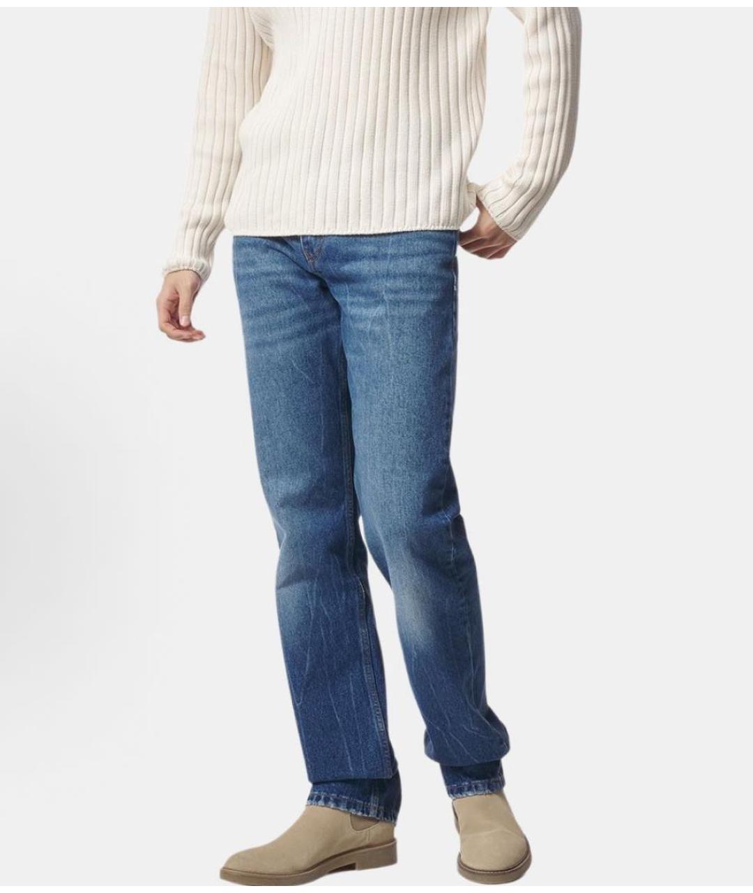AMI ALEXANDRE MATTIUSSI Синие хлопковые прямые джинсы, фото 2