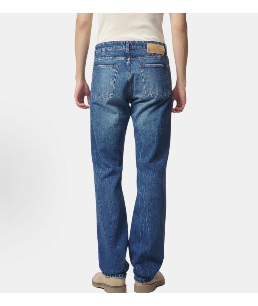 AMI ALEXANDRE MATTIUSSI Синие хлопковые прямые джинсы, фото 4