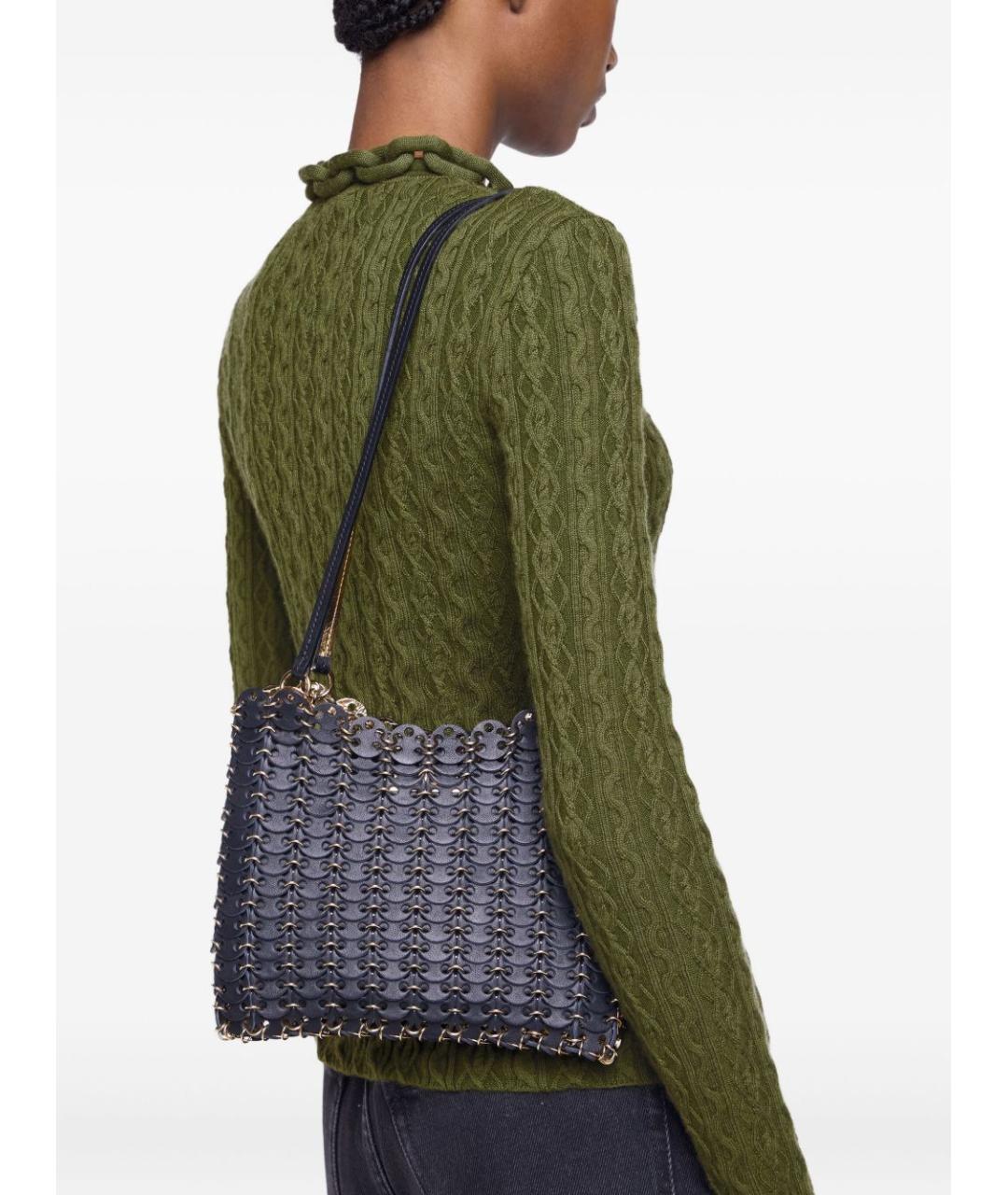 PACO RABANNE Черная кожаная сумка через плечо, фото 3