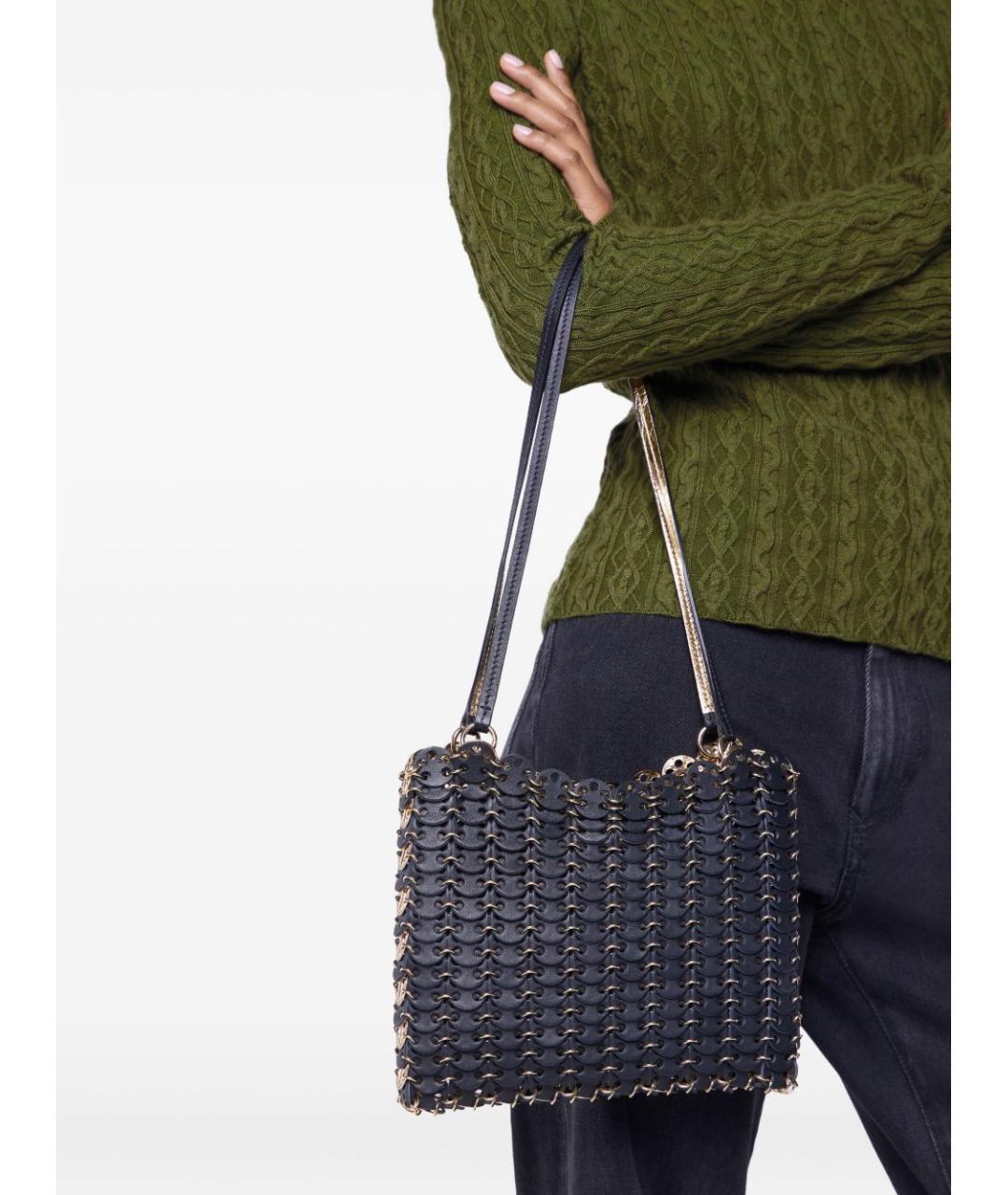 PACO RABANNE Черная кожаная сумка через плечо, фото 2