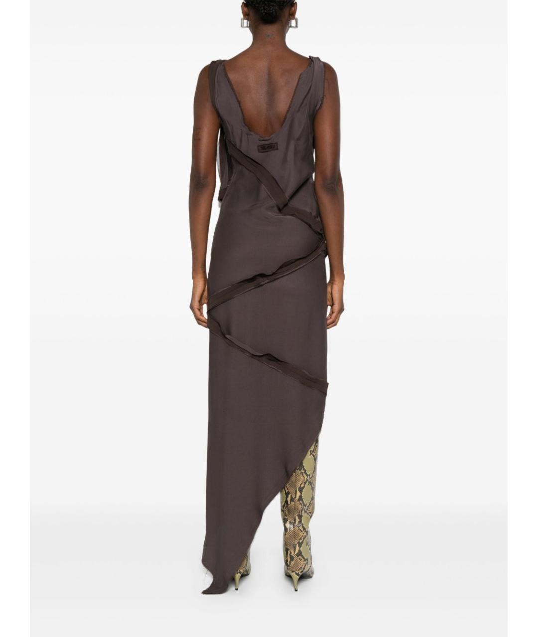 THE ATTICO Коричневое вискозное коктейльное платье, фото 4