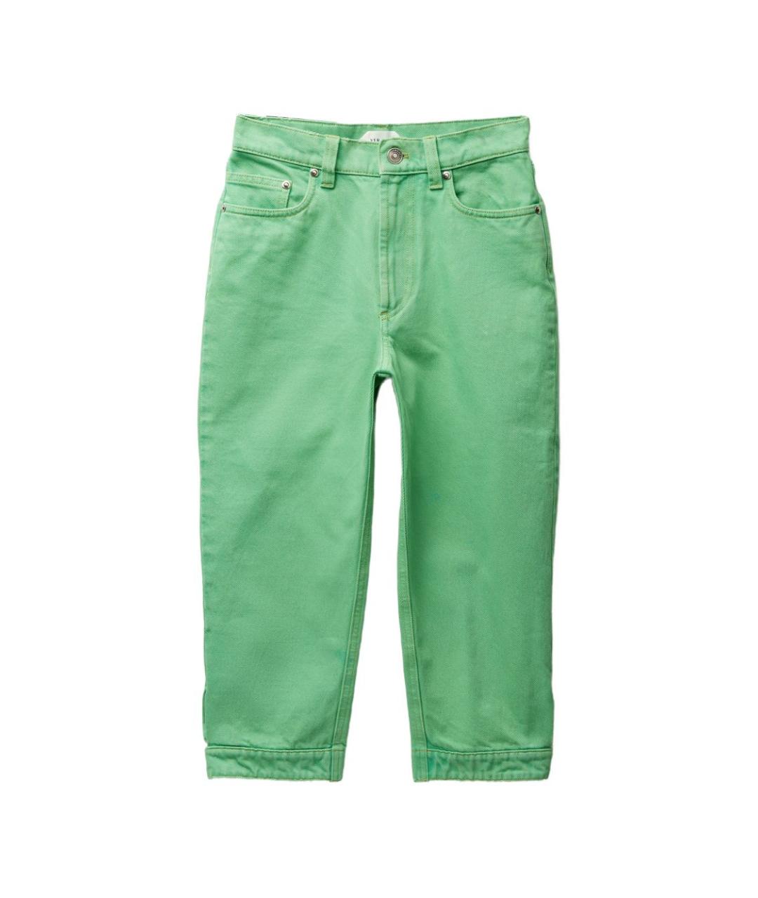 VERSACE Зеленые хлопковые прямые джинсы, фото 5