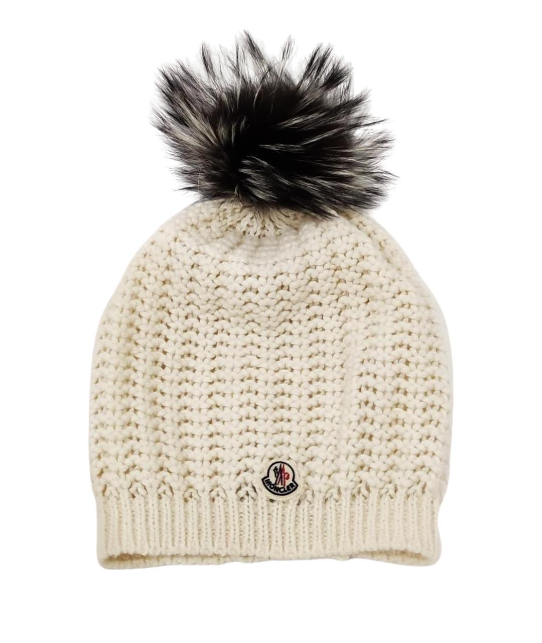 MONCLER Белая шерстяная шапка, фото 1