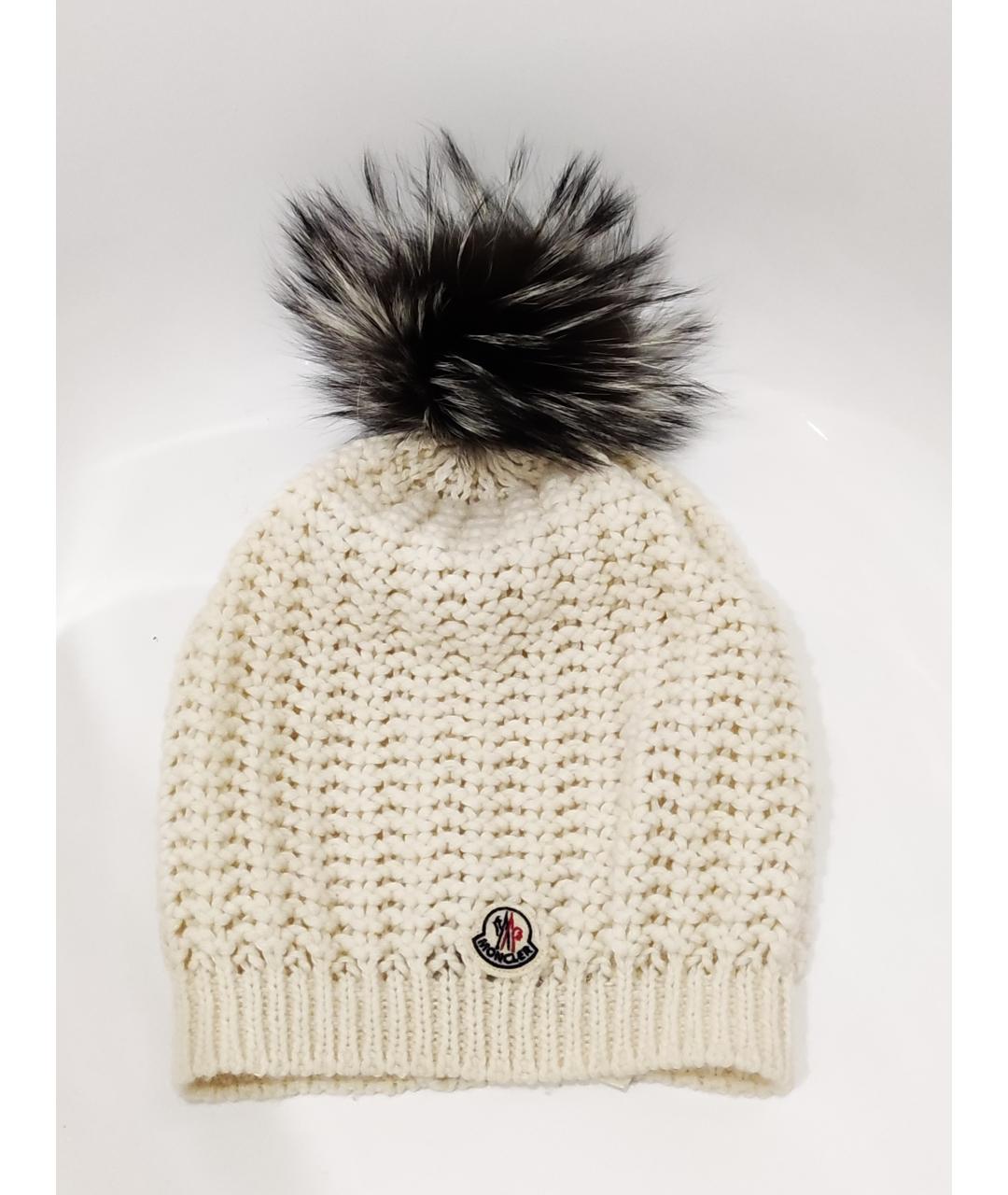 MONCLER Белая шерстяная шапка, фото 5