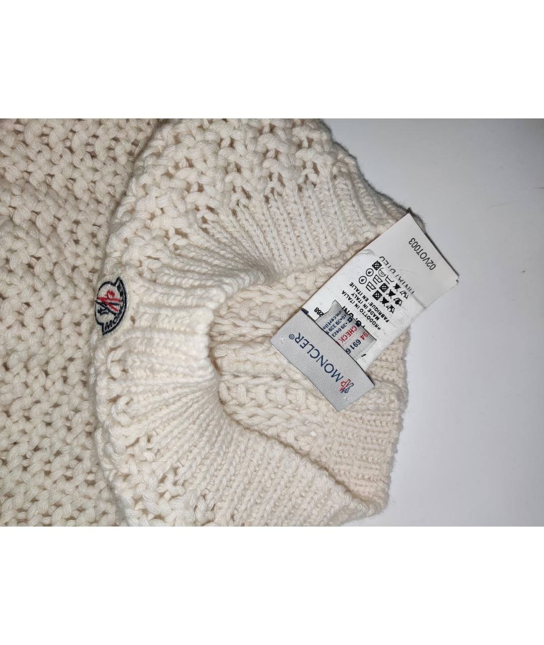 MONCLER Белая шерстяная шапка, фото 4
