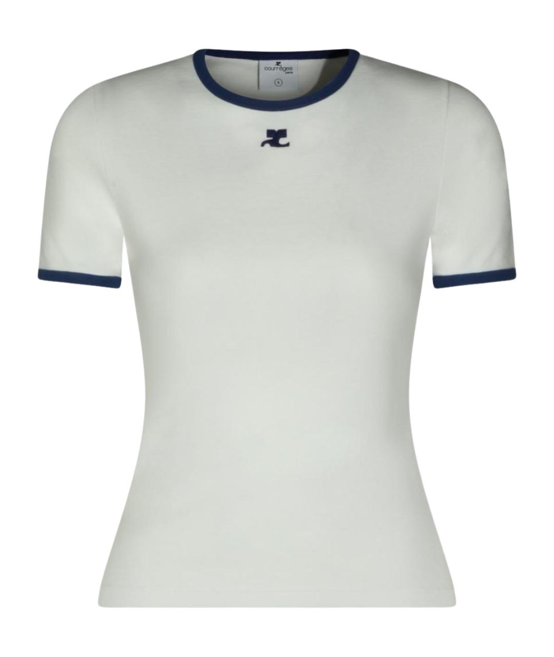 COURREGES Белая хлопковая футболка, фото 1