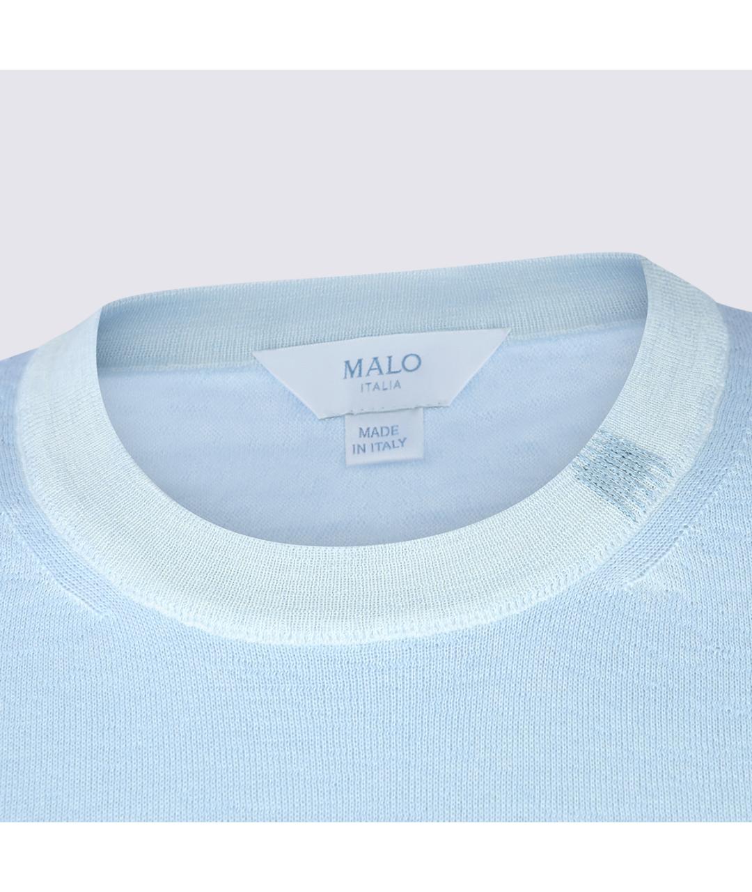 MALO Голубой хлопковый джемпер / свитер, фото 3