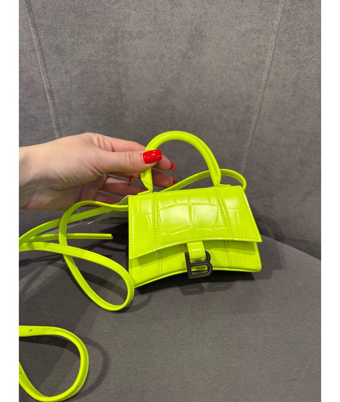 BALENCIAGA Салатовая кожаная сумка через плечо, фото 3