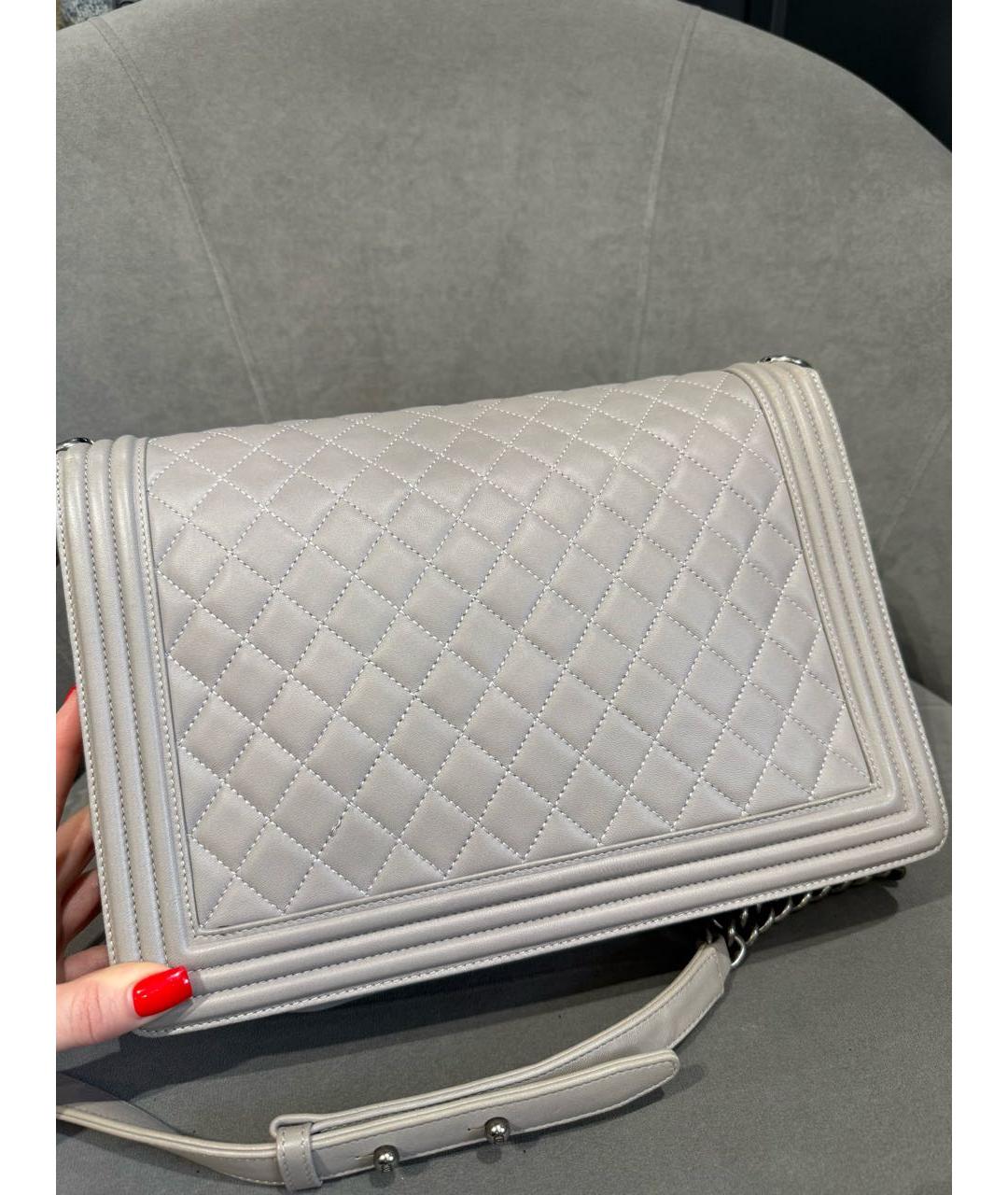CHANEL Серая кожаная сумка через плечо, фото 7