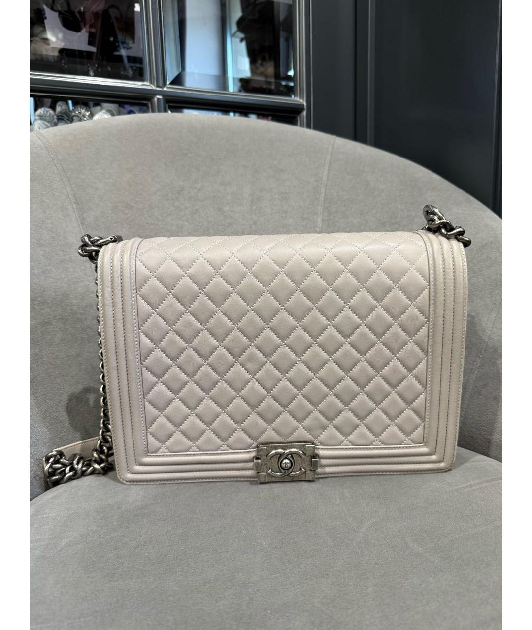 CHANEL Серая кожаная сумка через плечо, фото 9