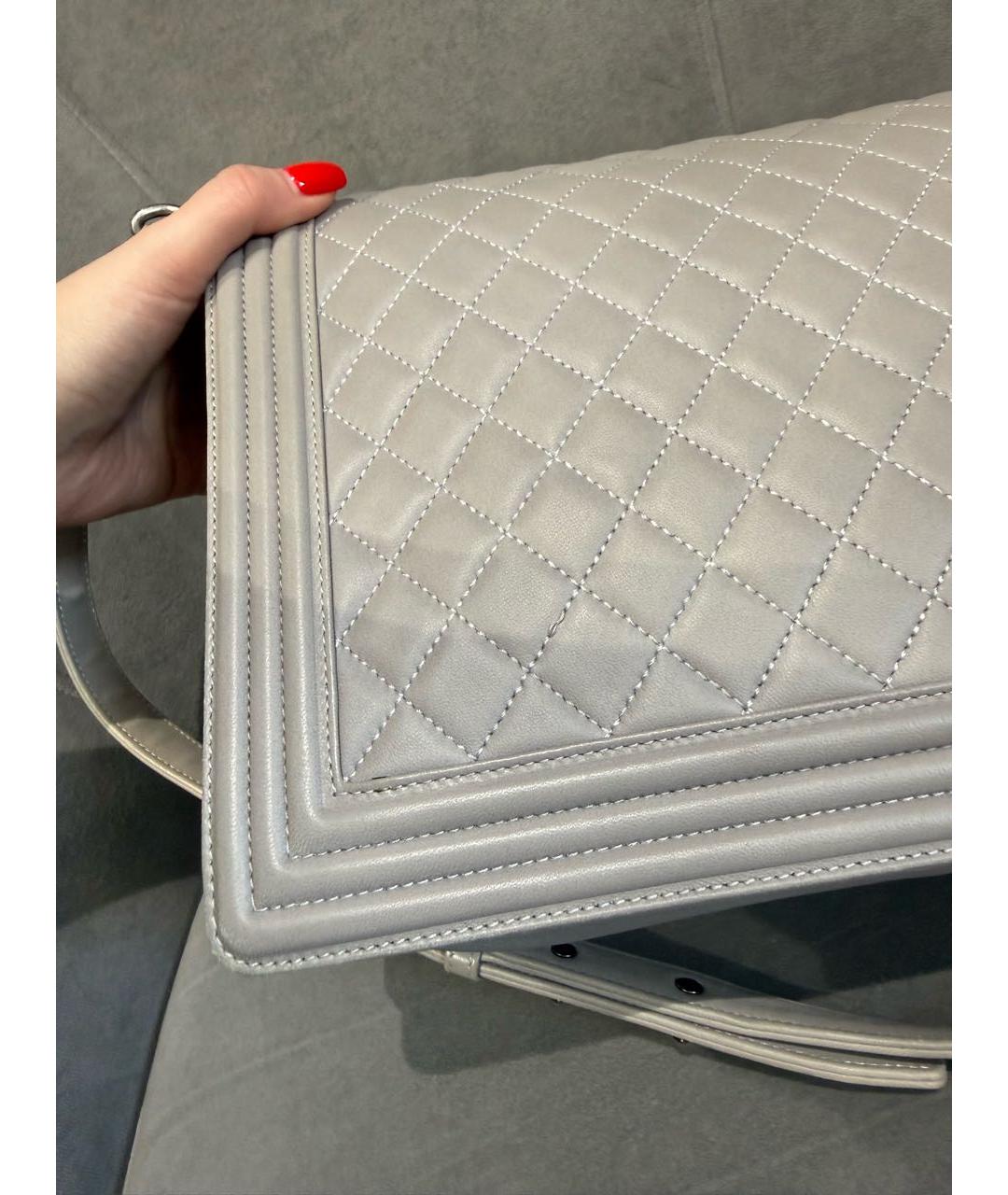 CHANEL Серая кожаная сумка через плечо, фото 8