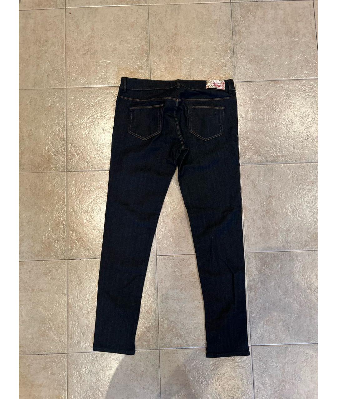 LOVE MOSCHINO Темно-синие хлопко-эластановые прямые джинсы, фото 2