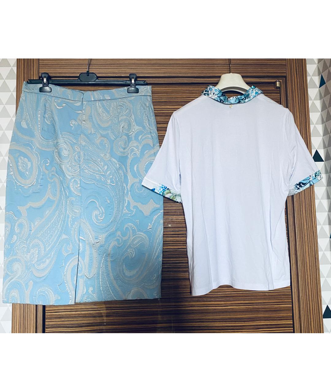 ESCADA Голубой вискозный костюм с юбками, фото 2