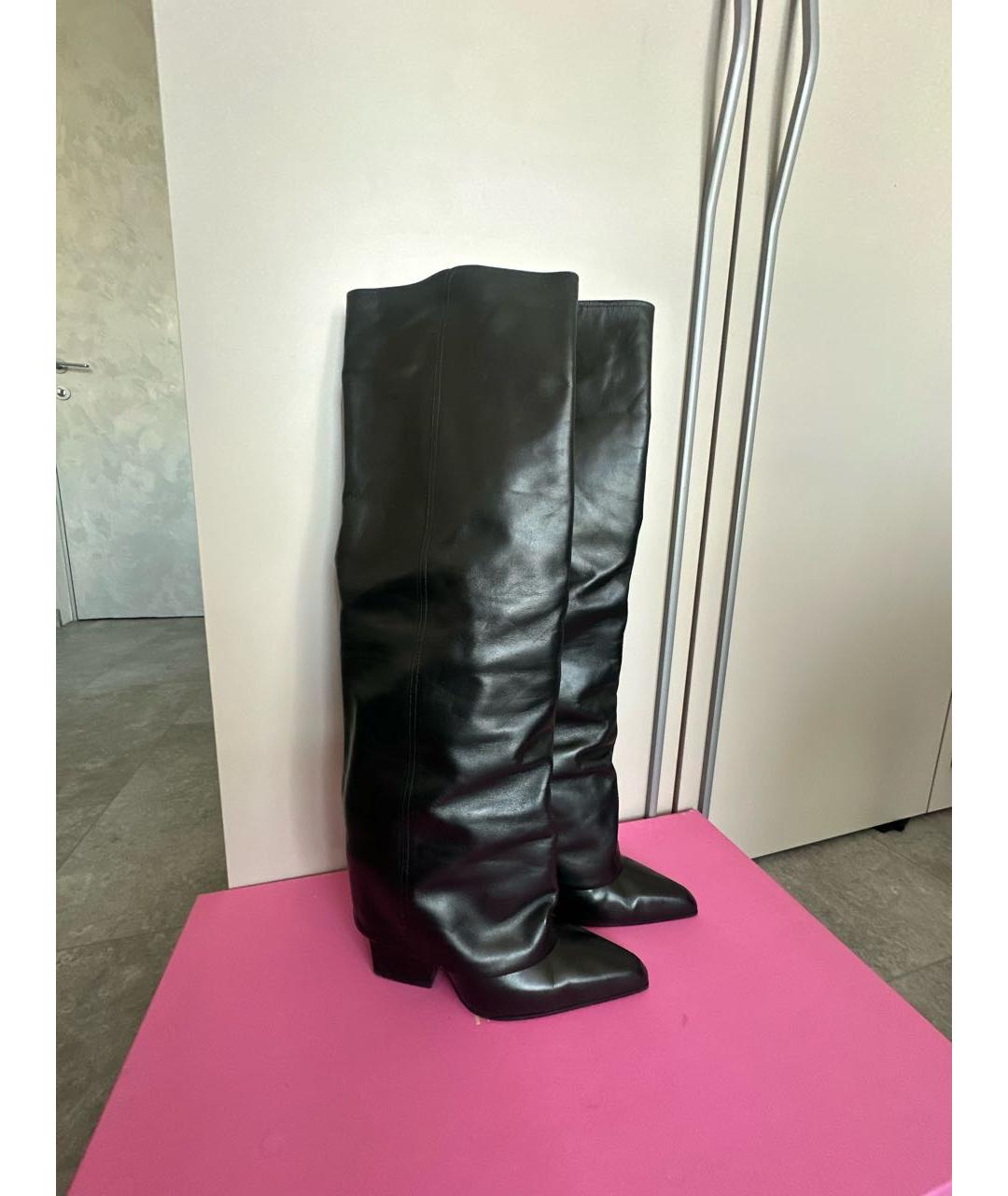 PARIS TEXAS Черные кожаные сапоги, фото 5