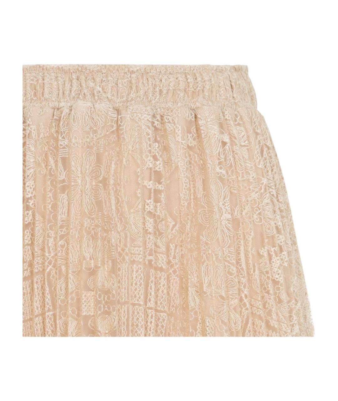 ERMANNO SCERVINO Бежевая хлопковая юбка миди, фото 3