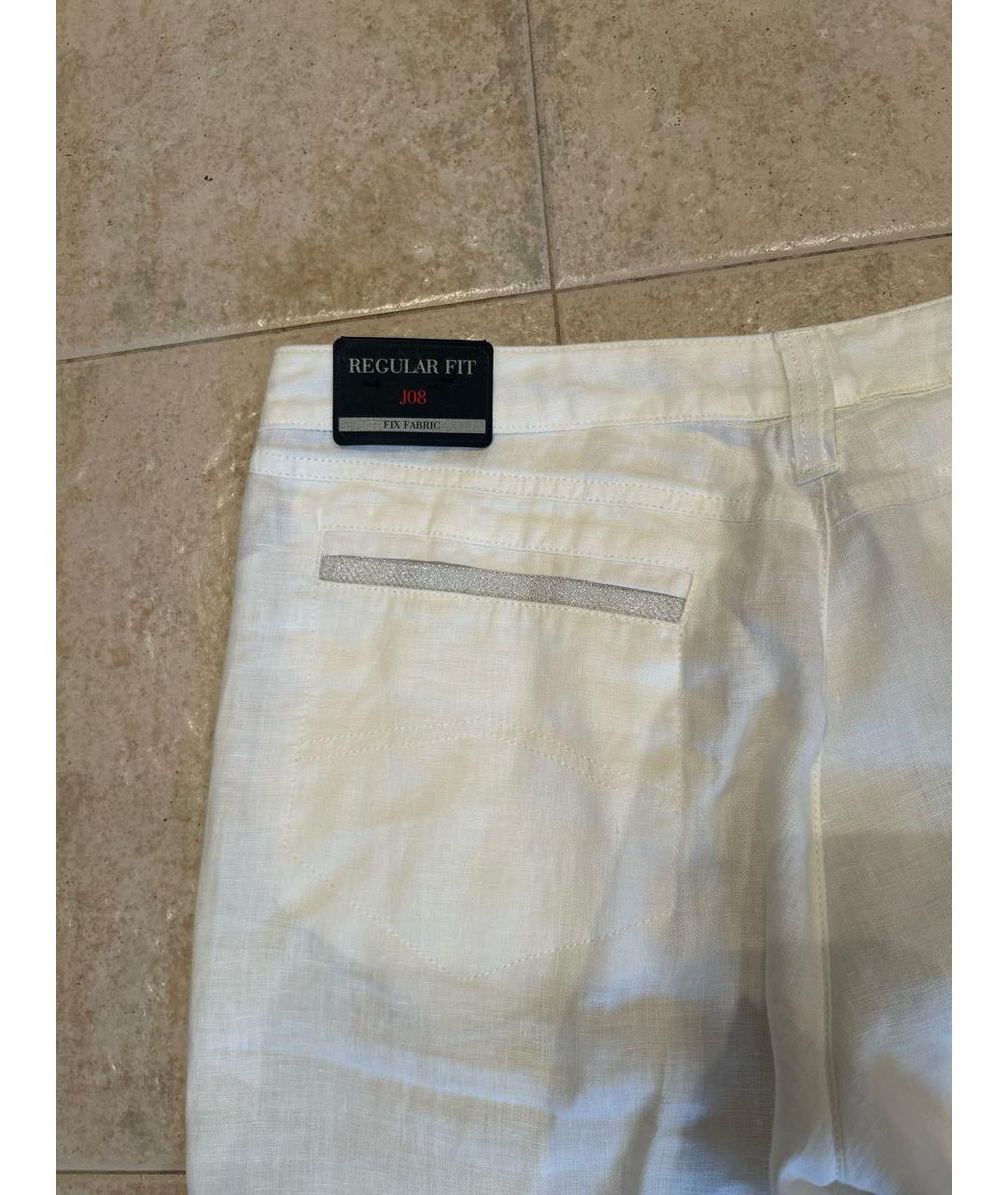 ARMANI JEANS Белые льняные брюки широкие, фото 4