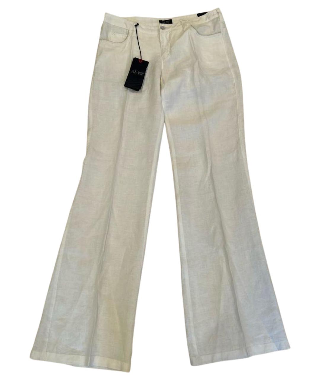 ARMANI JEANS Белые льняные брюки широкие, фото 1