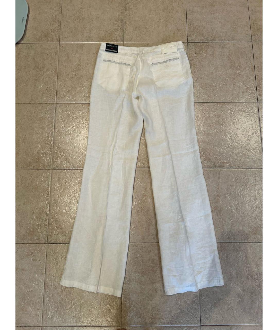 ARMANI JEANS Белые льняные брюки широкие, фото 2