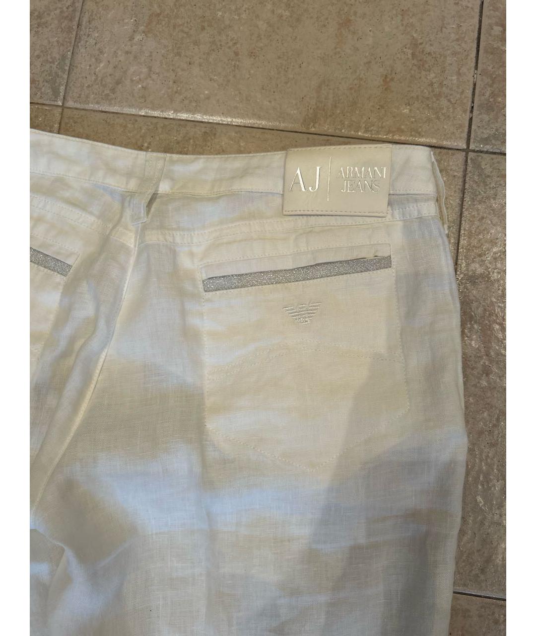 ARMANI JEANS Белые льняные брюки широкие, фото 5