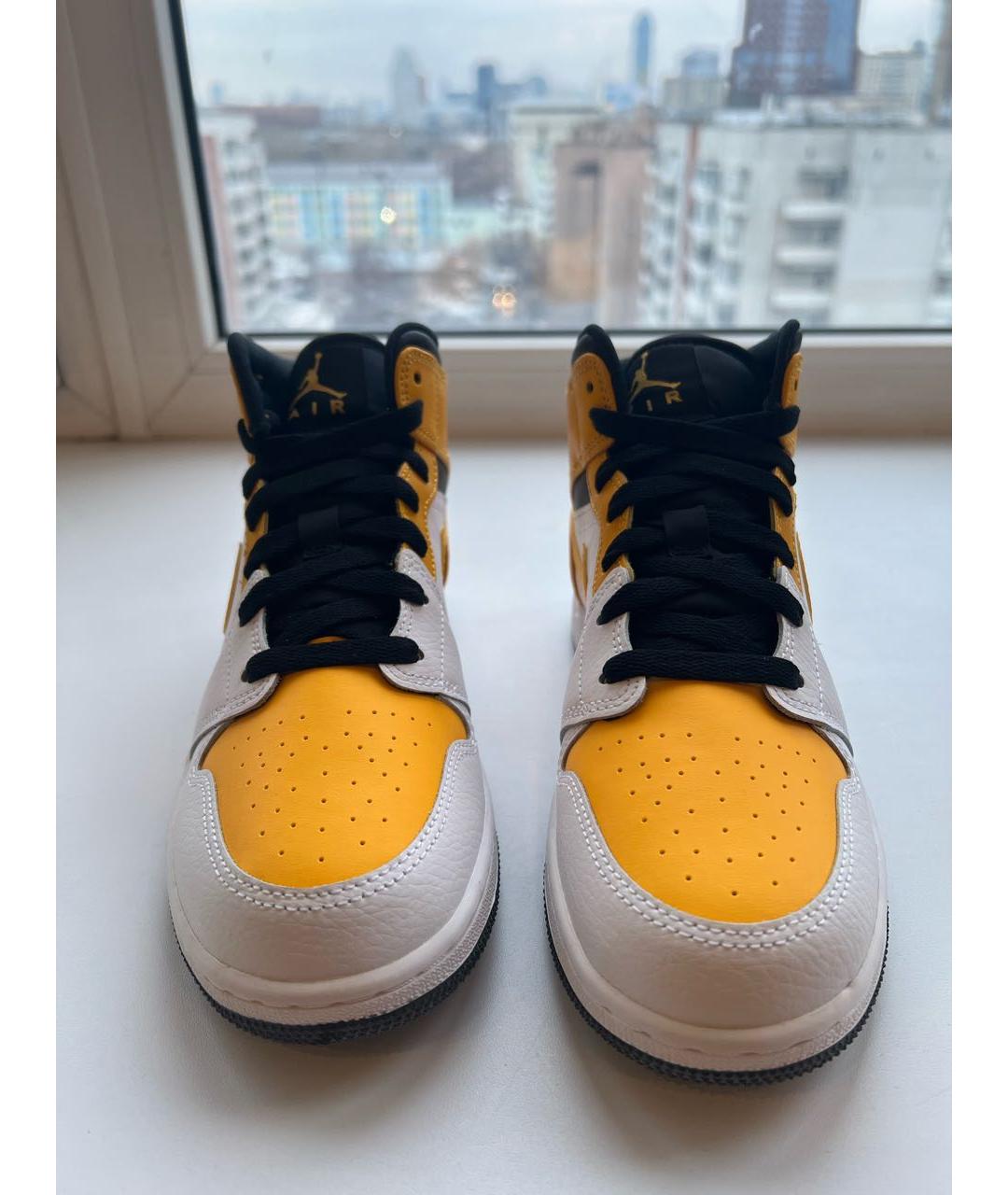 JORDAN Желтые кожаные кеды, фото 2