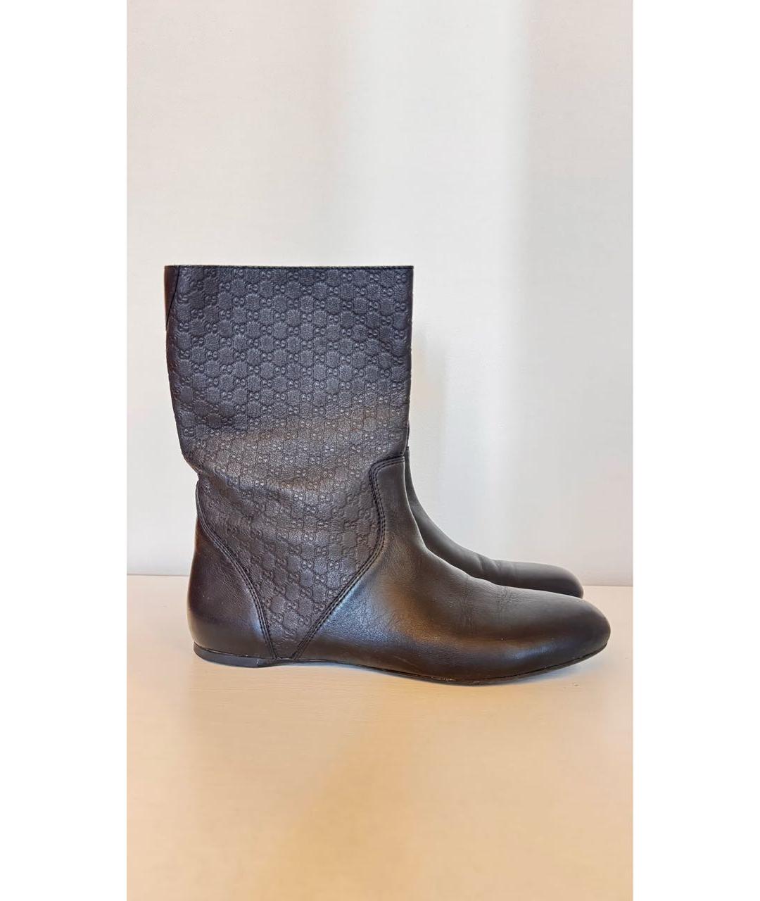 GUCCI Черные кожаные сапоги, фото 9