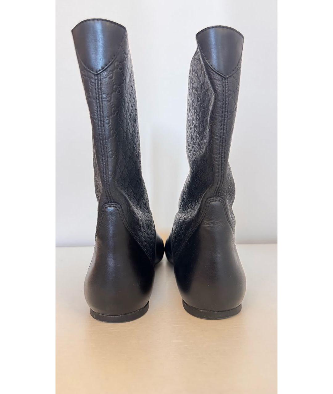 GUCCI Черные кожаные сапоги, фото 4