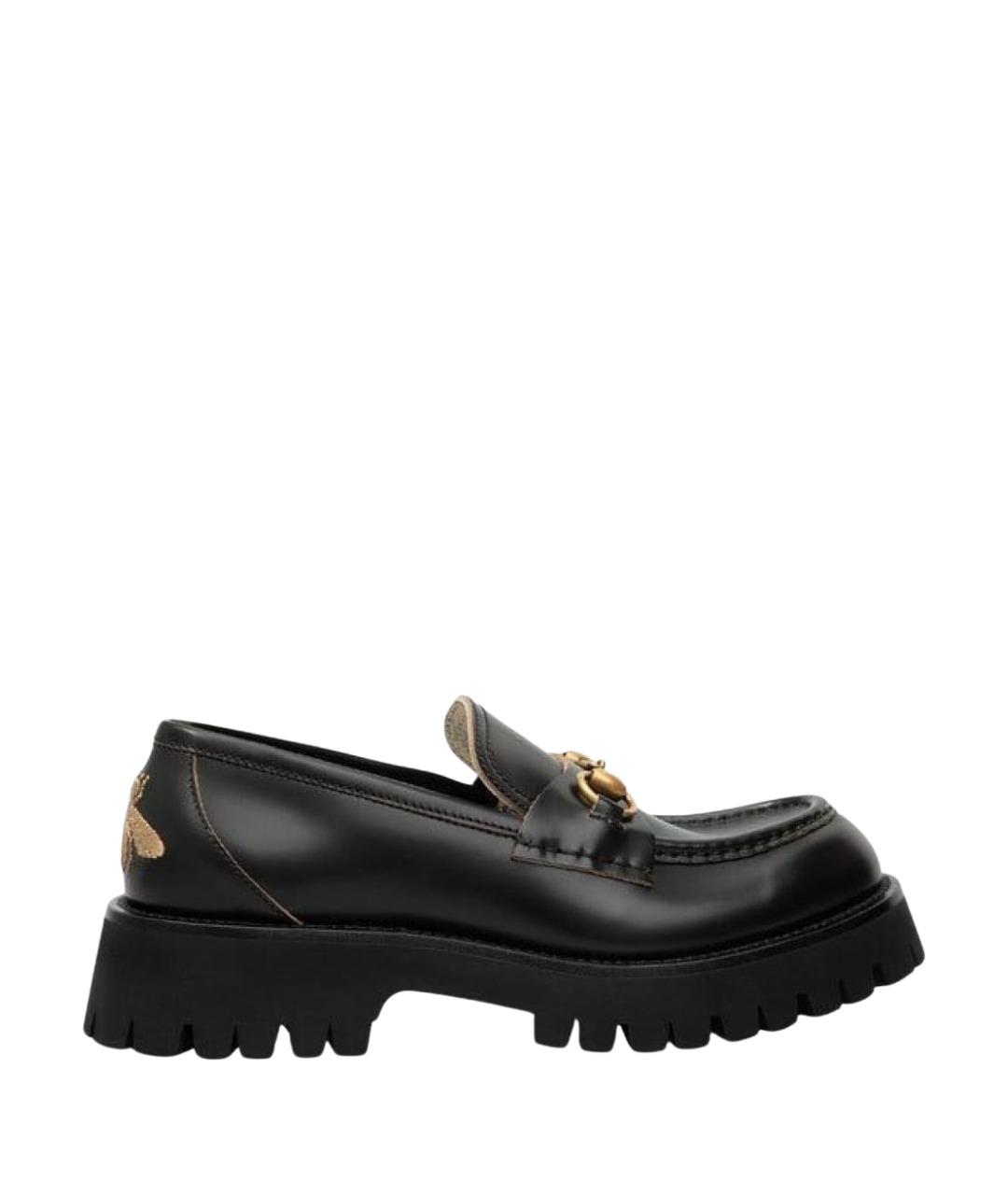 GUCCI Черные кожаные лоферы, фото 1