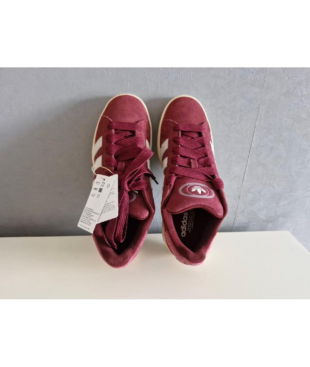 ADIDAS Бордовые замшевые кроссовки, фото 3
