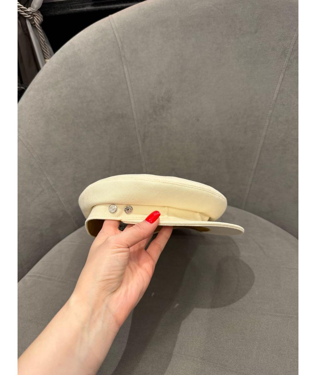 HERMES Белая льняная кепка, фото 3