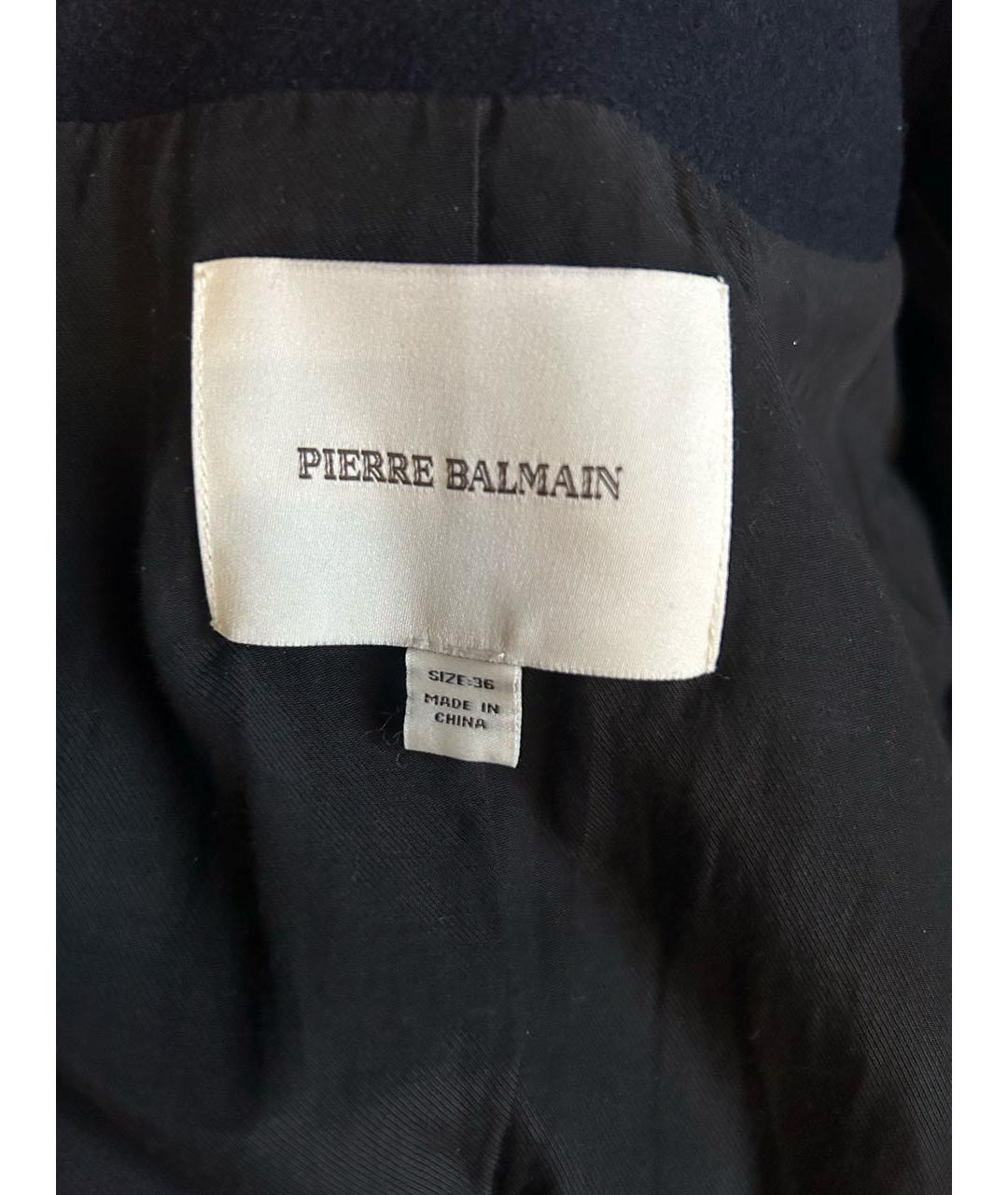 PIERRE BALMAIN Темно-синее шерстяное пальто, фото 3